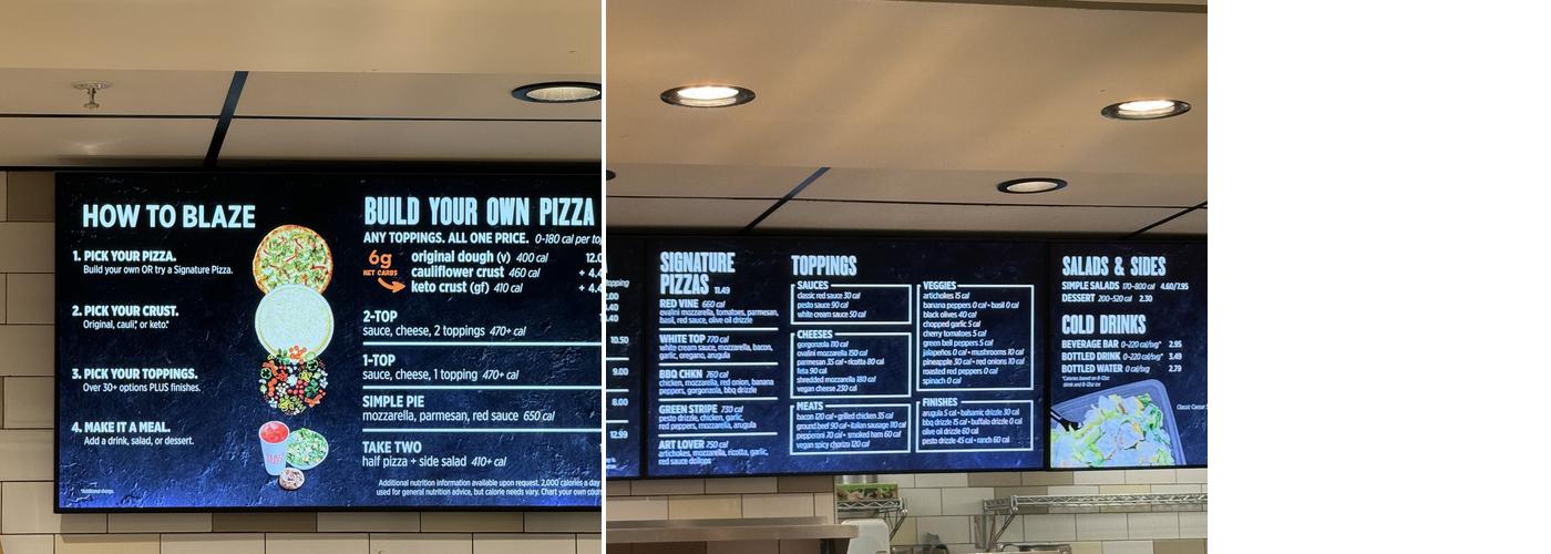 Blaze Pizza Menu