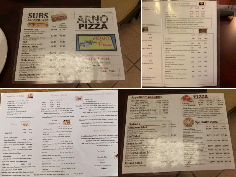 Arno Pizza Menu