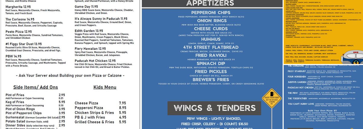 Paducah Beer Werks Menu
