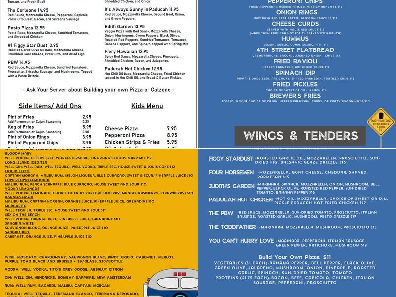 Paducah Beer Werks Menu