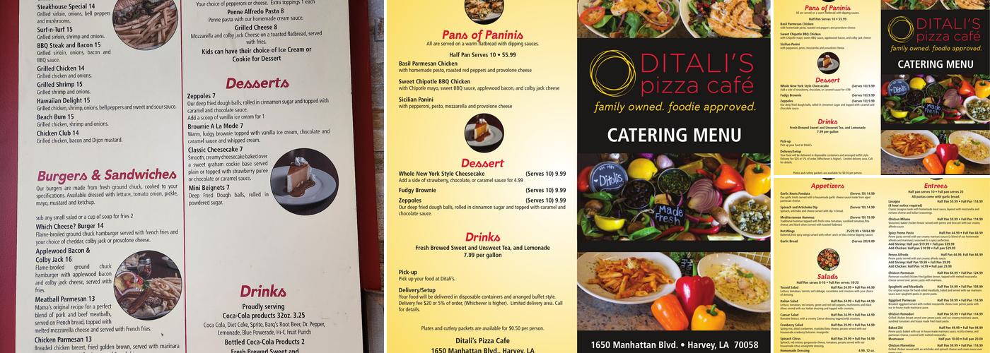 Ditali's Pizza Menu