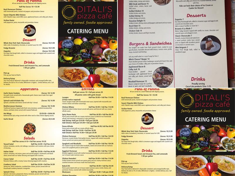 Ditali's Pizza Menu
