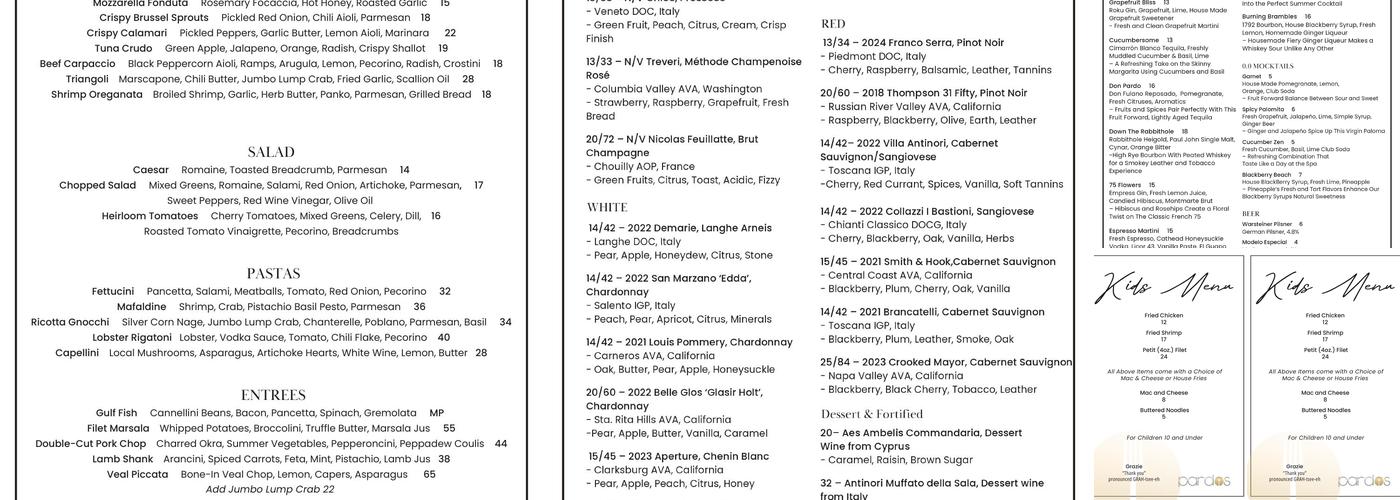 Pardo's | Restaurant Menu