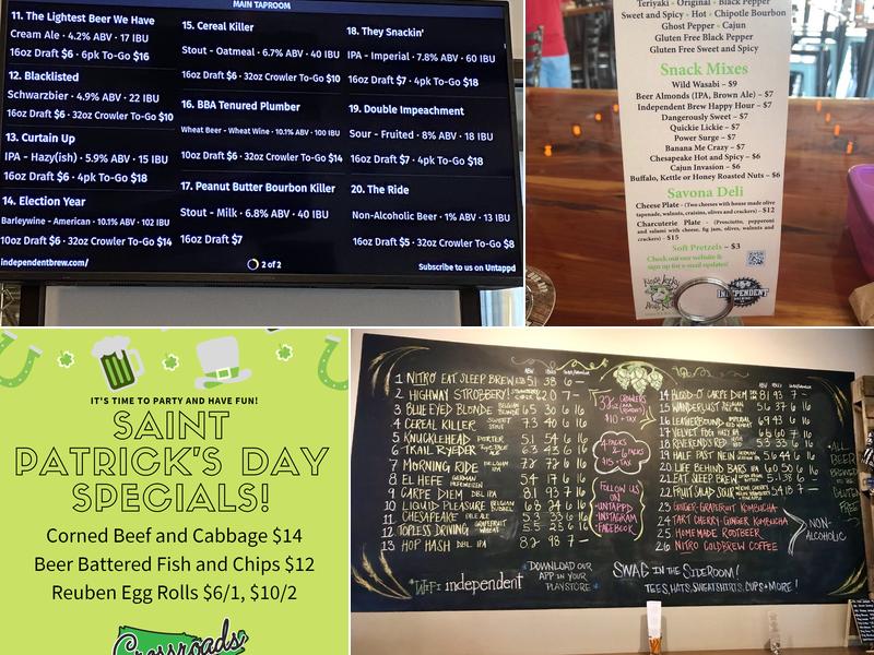 Independent Brewing Company Menu