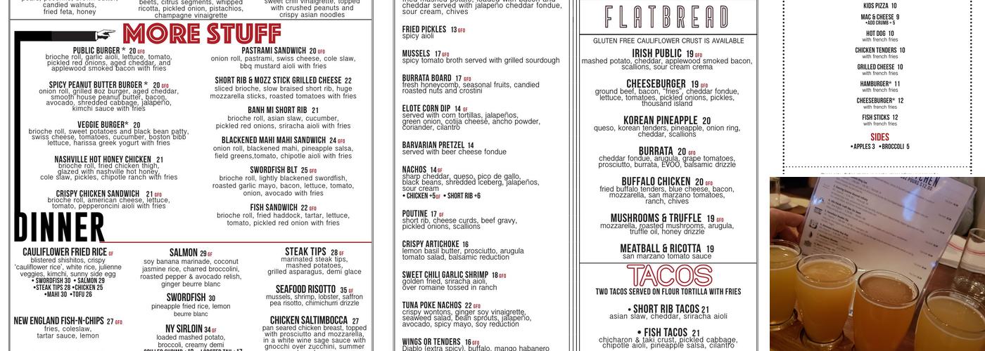 Public Kitchen Menu
