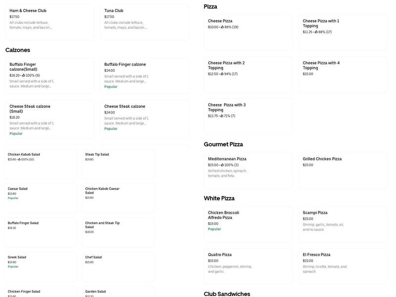 Nick's Pizza Roast Beef and Subs Menu