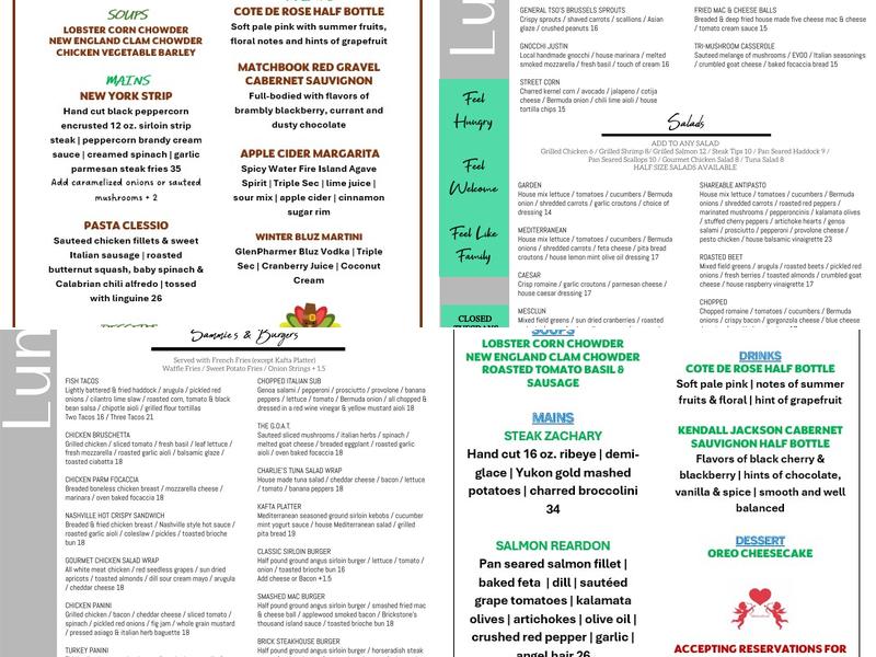 Brickstone Kitchen Menu