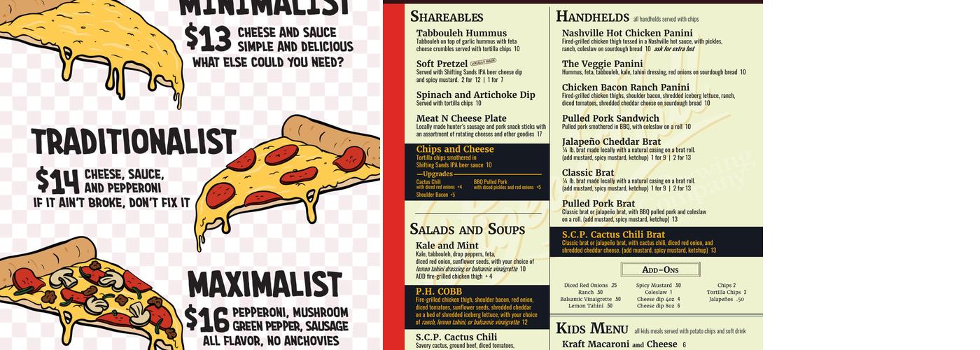 The Brewer's Lounge at Pigeon Hill Menu