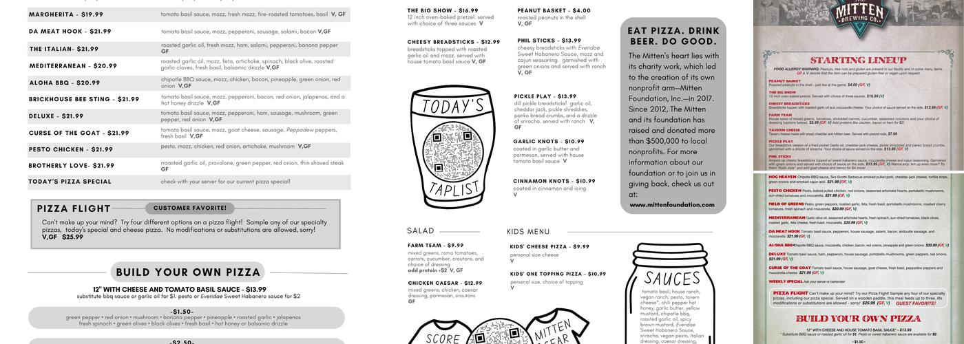 The Mitten Brewing Company Menu