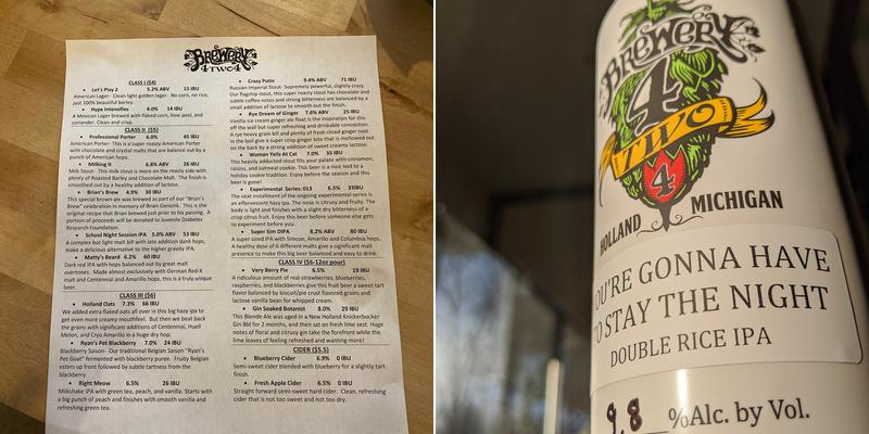 Brewery 4 Two 4 Menu