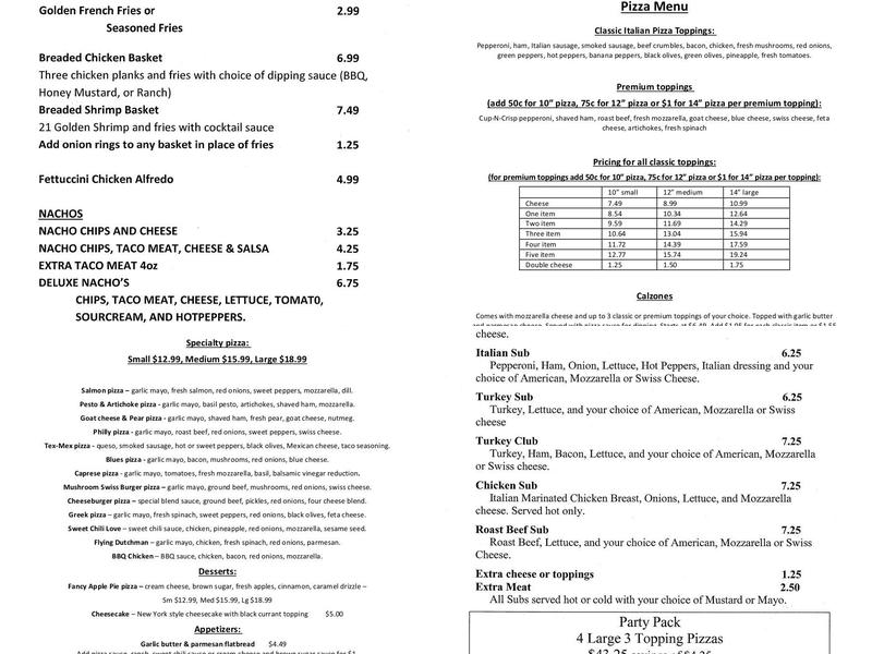 Currant Mist Winery Menu