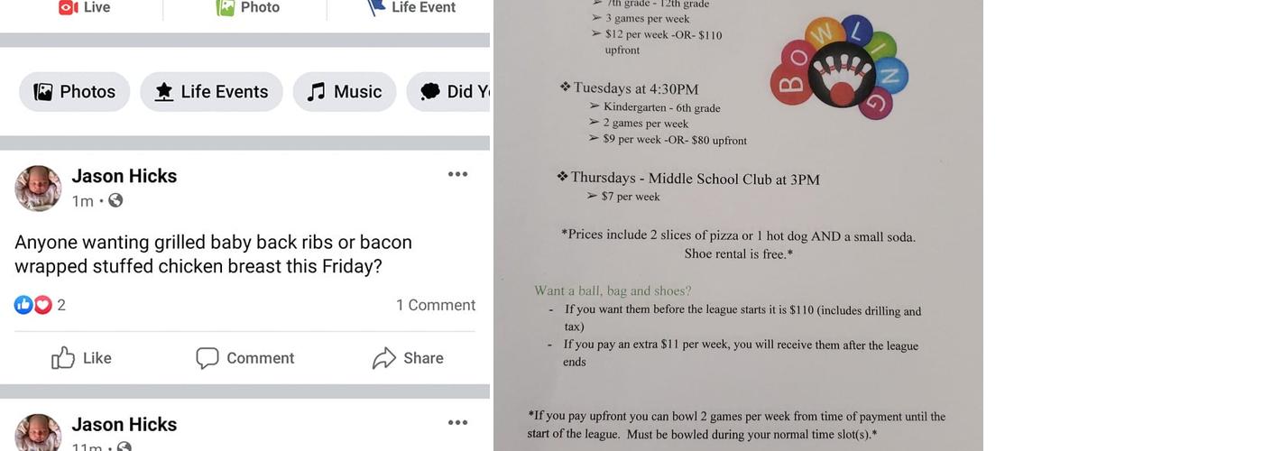 Clio Bowling Arcade Menu
