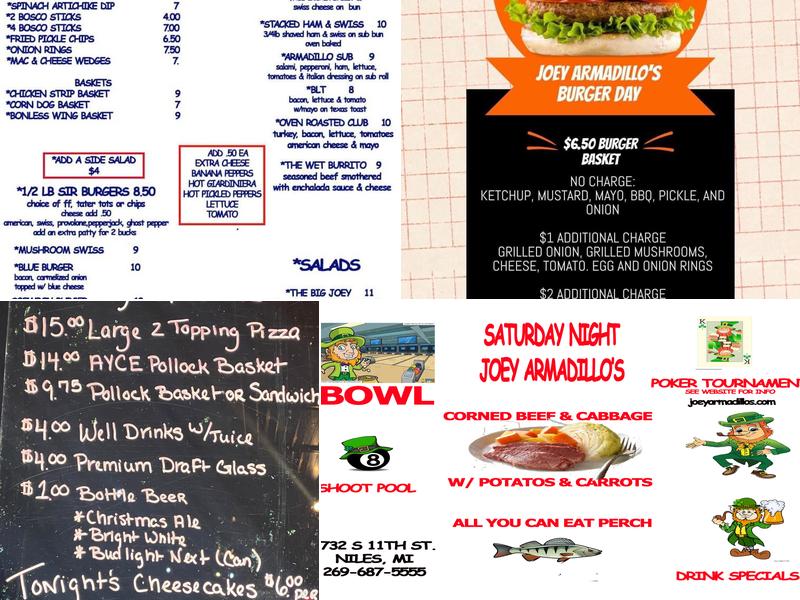 Joey Armadillos Menu