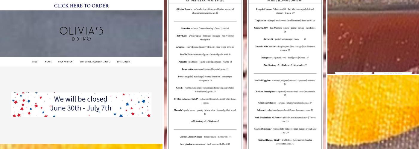 Olivia's Bistro Menu