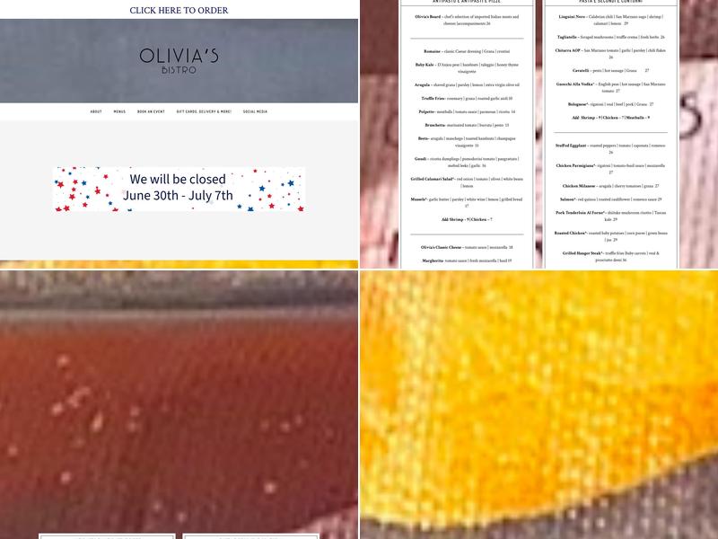 Olivia's Bistro Menu