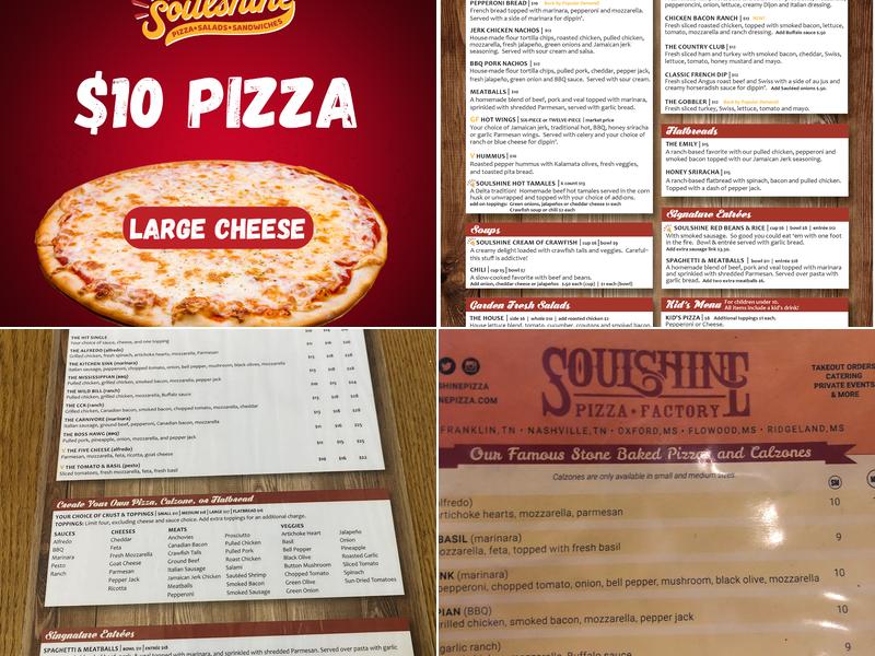Soulshine Pizza Menu