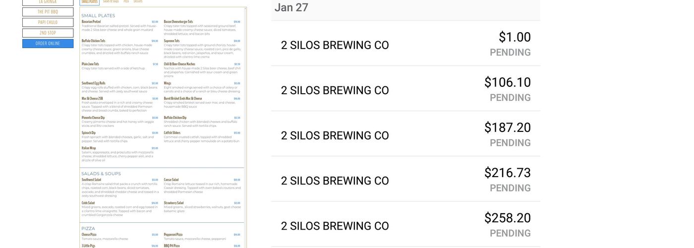 2 Silos Brewing Co. Menu