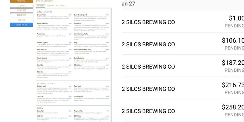 2 Silos Brewing Co. Menu