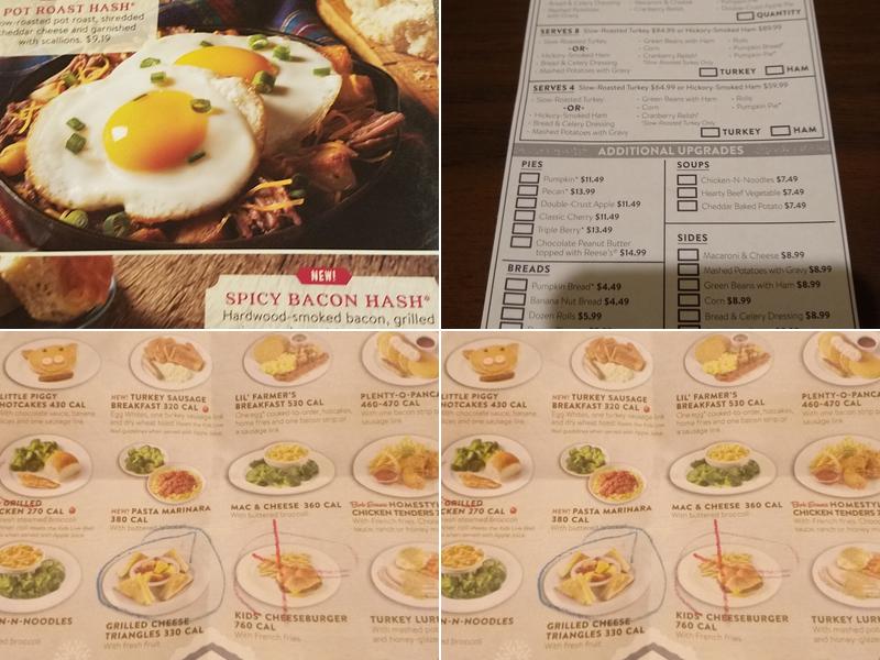 Bob Evans Menu