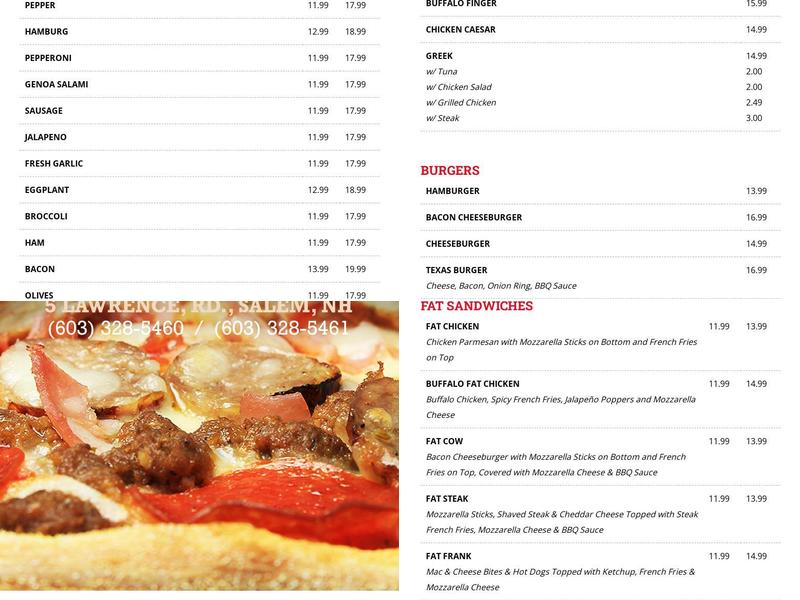 Suppa's Pizza Menu