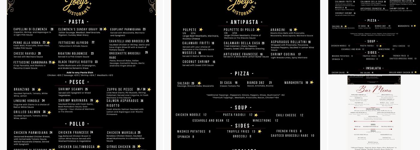Joey's Ristorante Menu