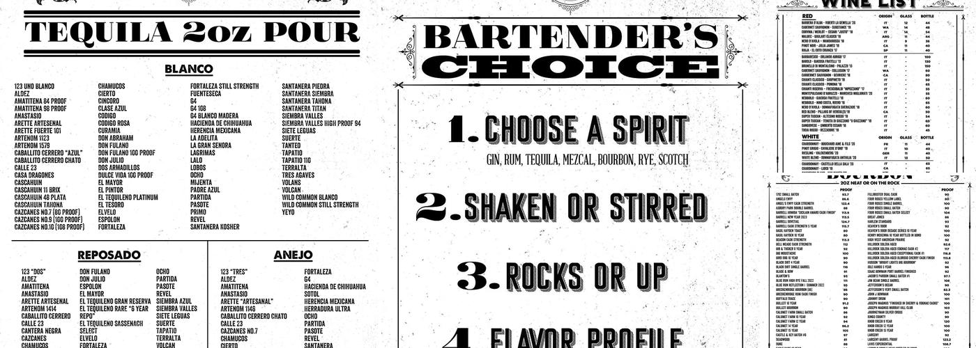 Ava's Kitchen & Bar Menu