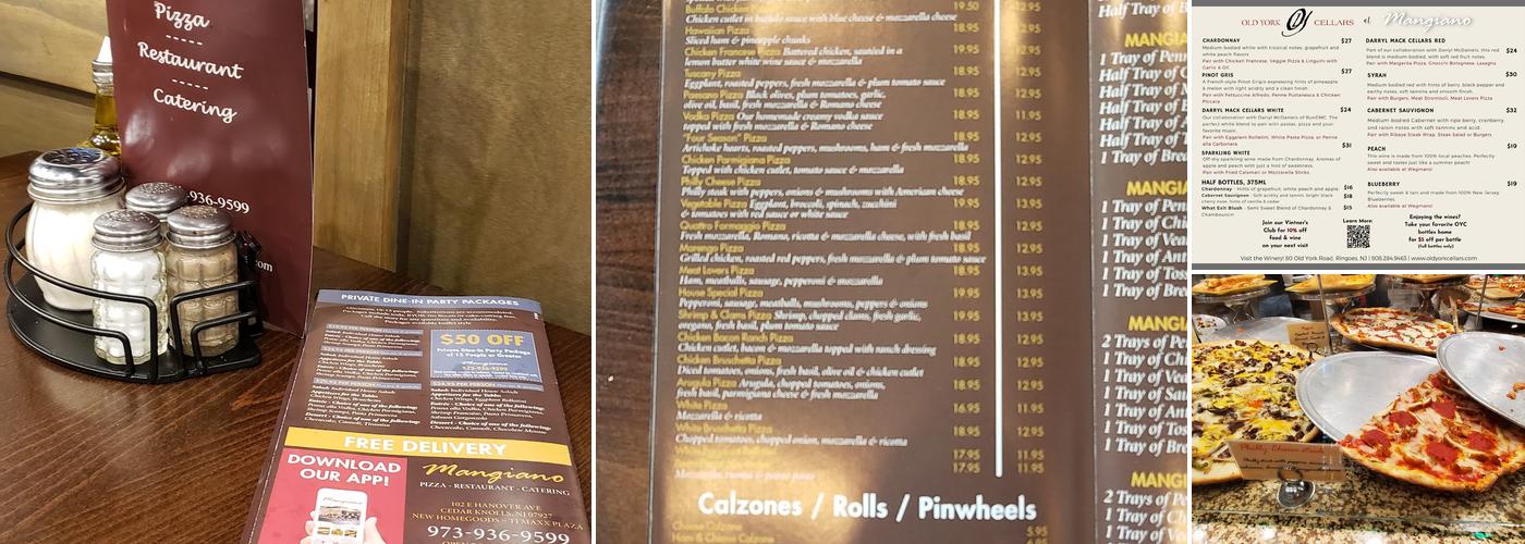Mangiano Pizza Restaurant Catering & Private Events Menu