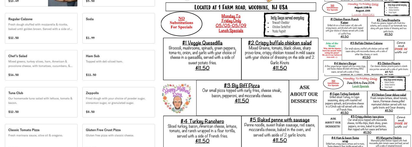 Pino's Pizzeria Menu