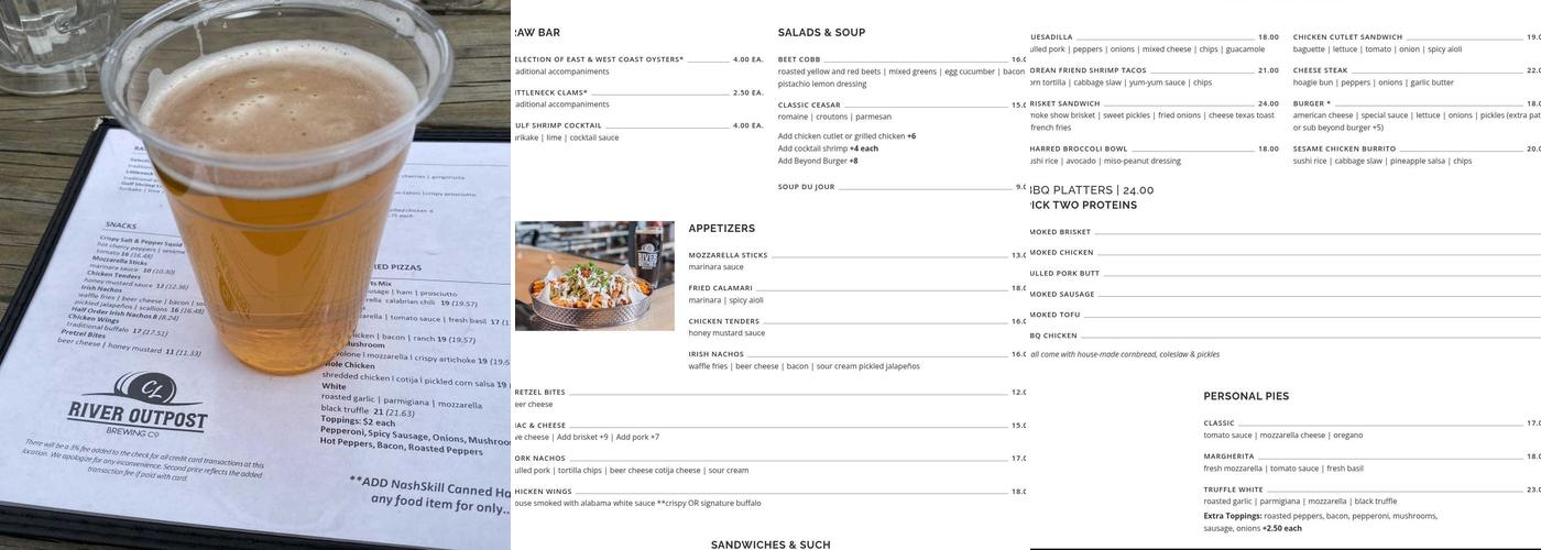 River Outpost Brewing Company Menu