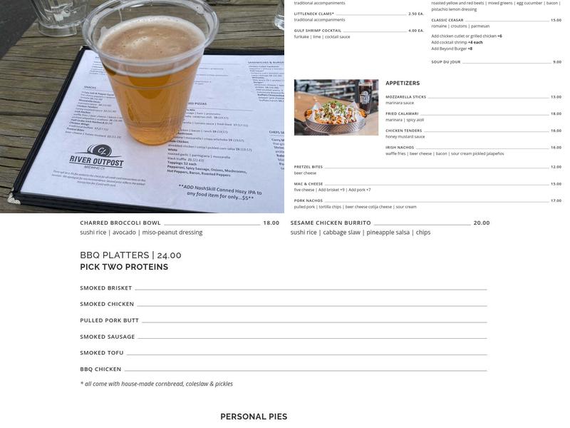 River Outpost Brewing Company Menu