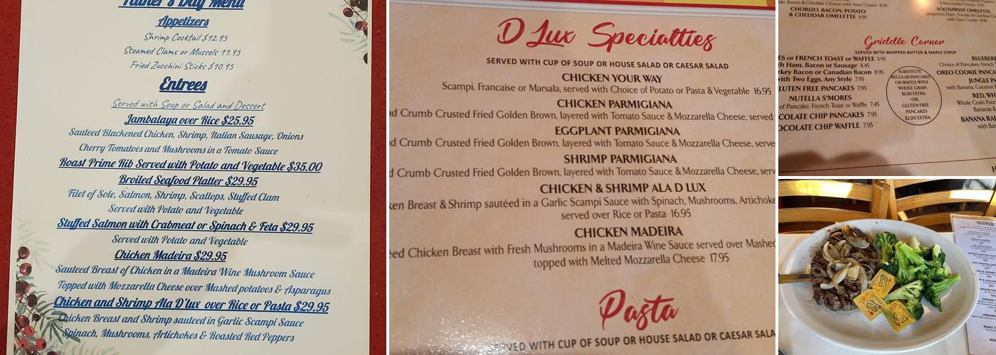 D lux Diner Menu