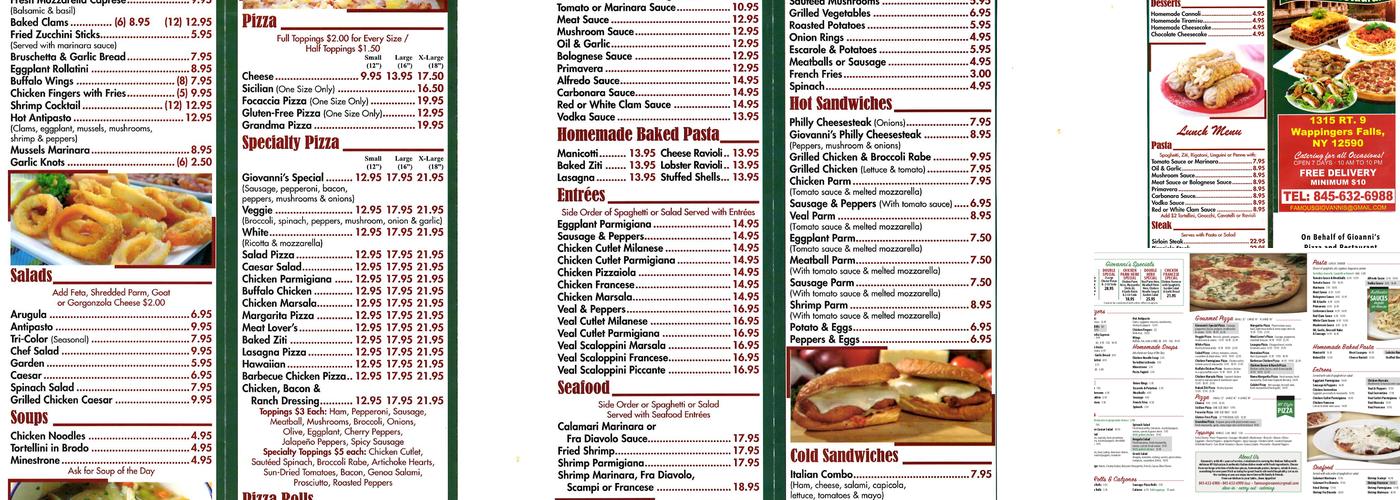 Giovanni's Pizza & Restaurant Menu