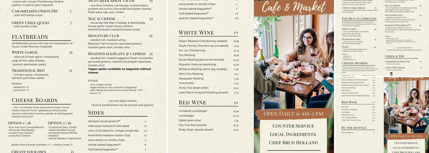 Fox Run Vineyards Menu