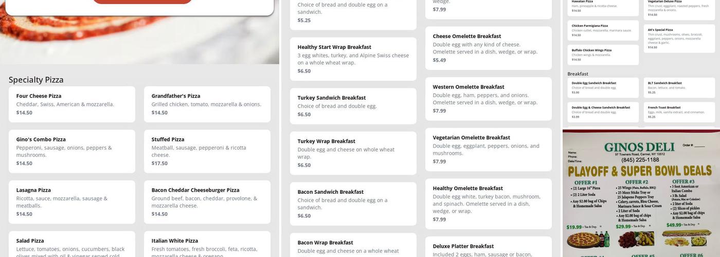 Gino's Deli & Pizza Menu