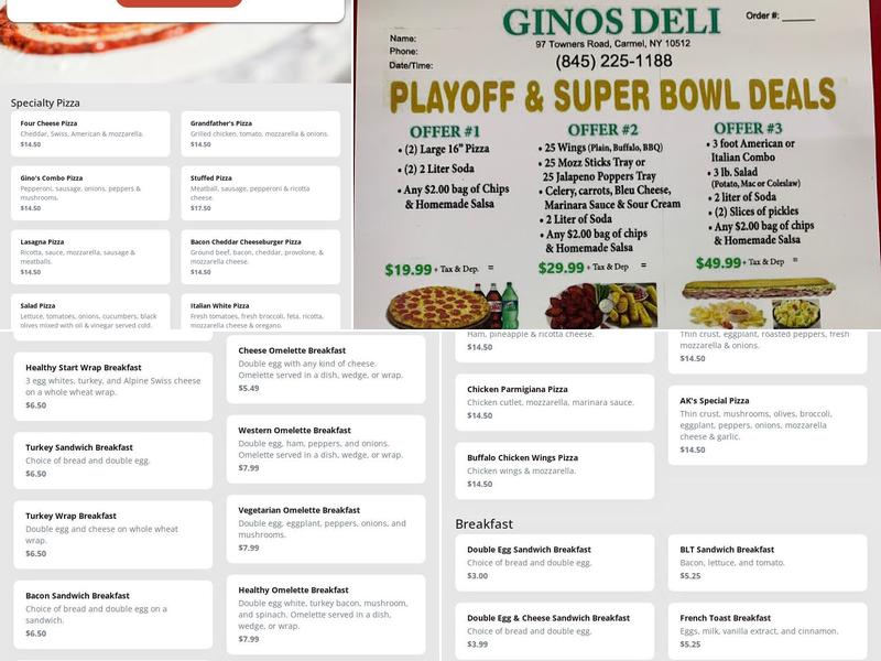 Gino's Deli & Pizza Menu