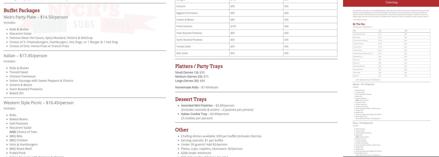 Nicks Pizza Subs Pasta & Catering Menu