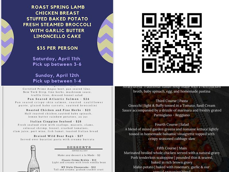 Magnanini Winery, Restaurant & Distillery Menu