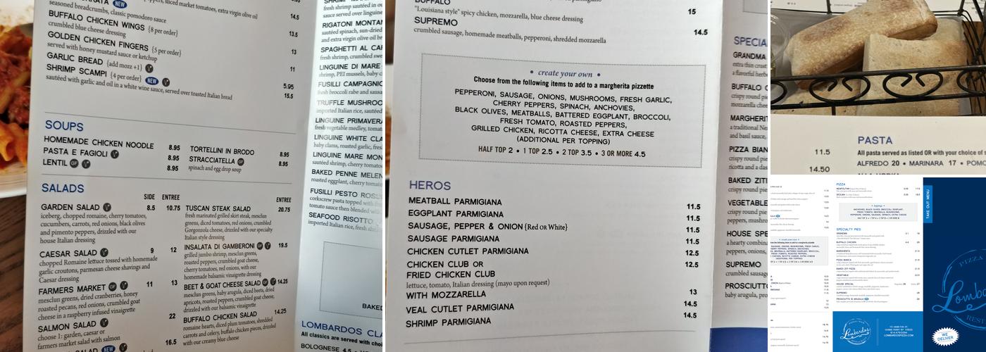 Lombardo's Menu