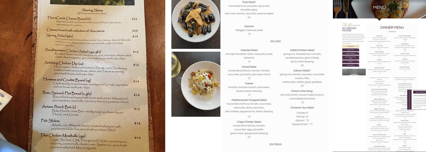 Orchid House Winery Menu