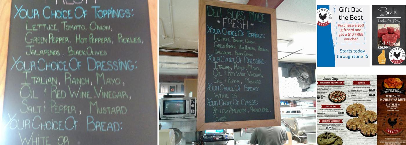Showcase Meats Menu