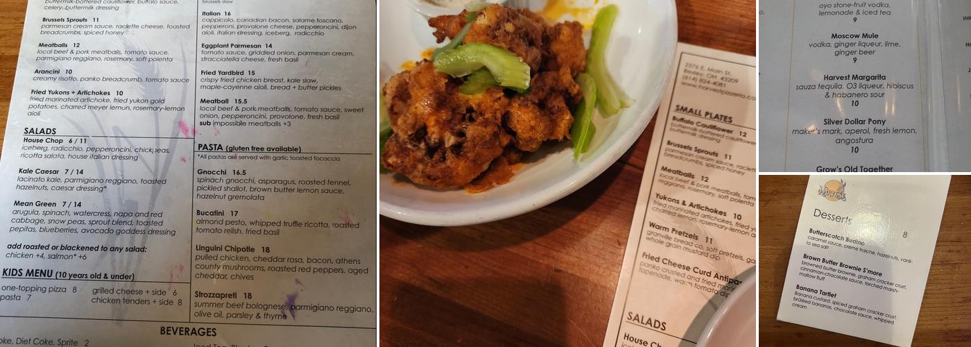 Harvest Pizzeria Bexley Menu