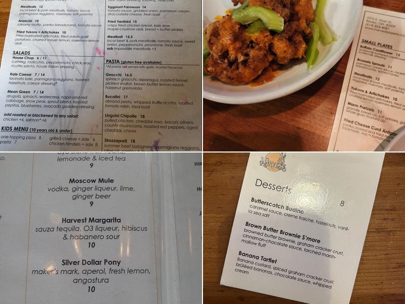 Harvest Pizzeria Bexley Menu