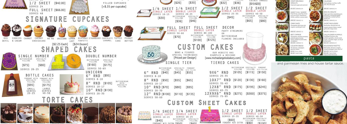 Michael Angelo's Winery Menu