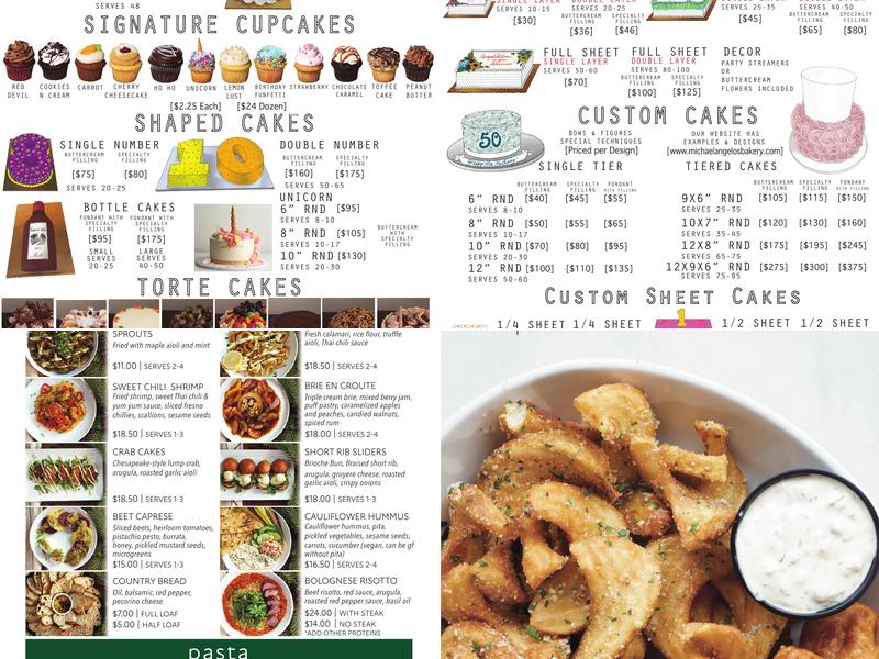 Michael Angelo's Winery Menu