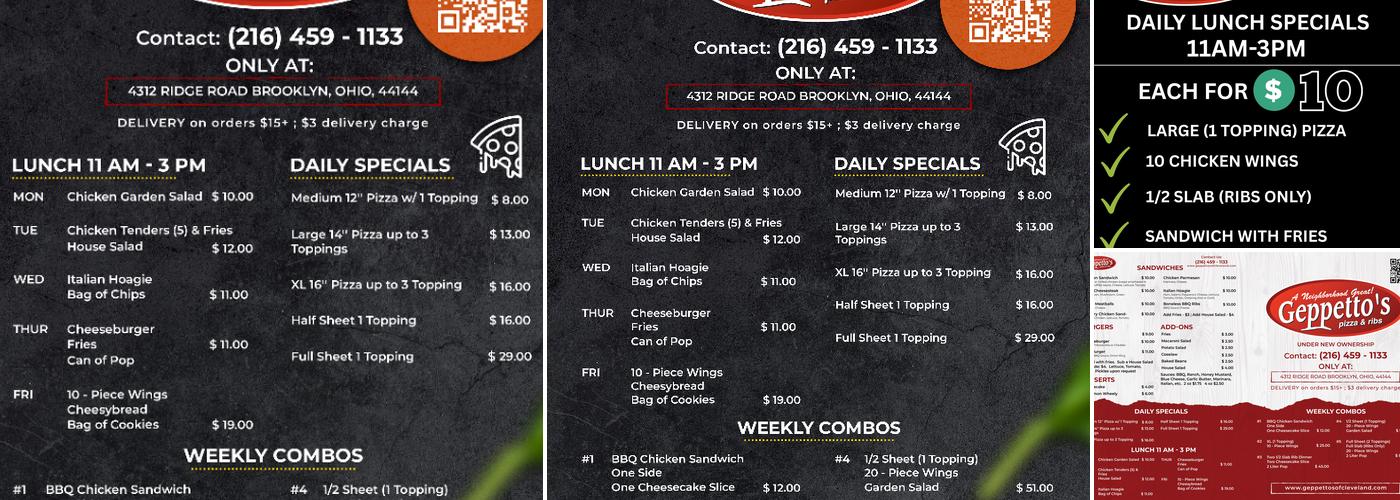 Geppetto's Pizza & Ribs (Brooklyn, Ohio) Menu