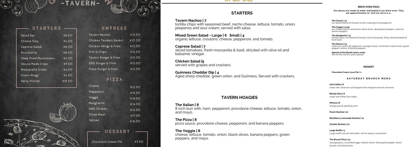 Georgetown Tavern on the Hill Menu