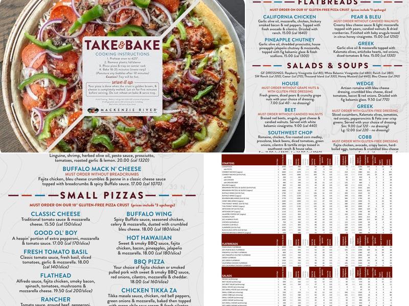 MacKenzie River Pizza, Grill & Pub Menu