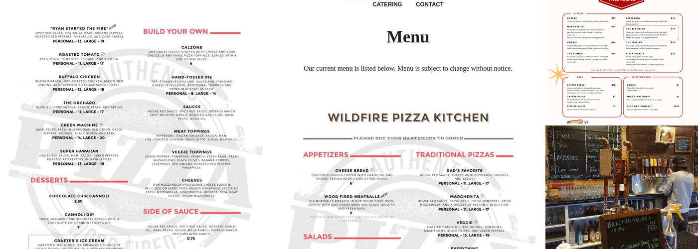 Wildfire Pizza Kitchen Menu