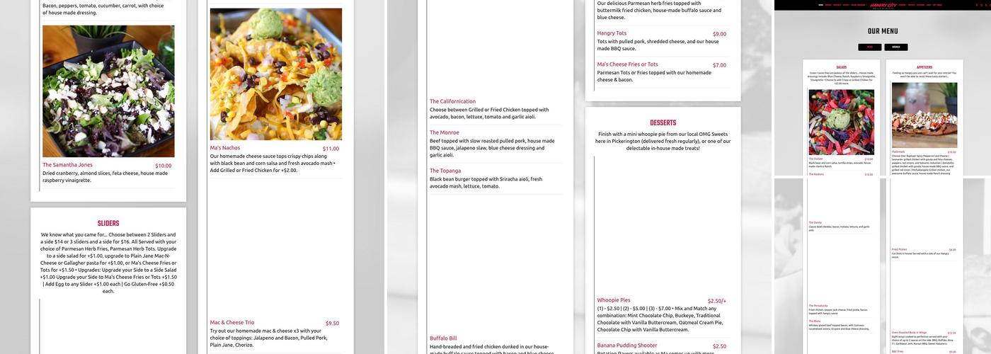 Hangry City Grille and Spirits Menu