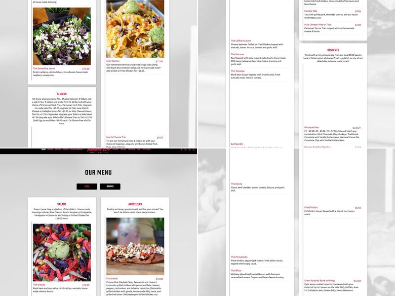 Hangry City Grille and Spirits Menu